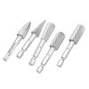 5Pcs 1/4inch Hex Shank High Speed Steel BurrsFile Tool Kit Rasp Die Grinder Bits Accessories Attachments, Carbide Burr Set for   Woodworking Carving