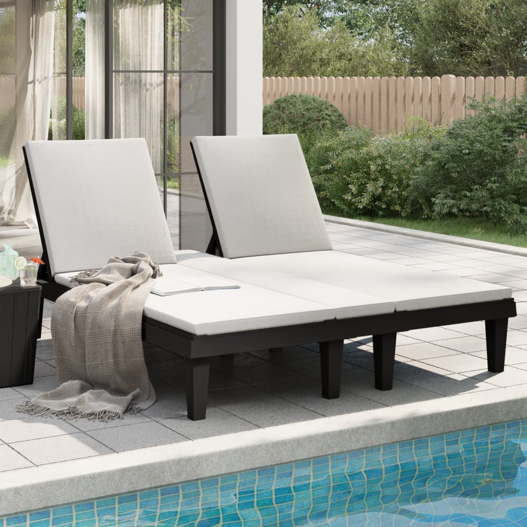 vidaXL Doppel-Sonnenliege Schwarz 155x138x83 cm Polypropylen