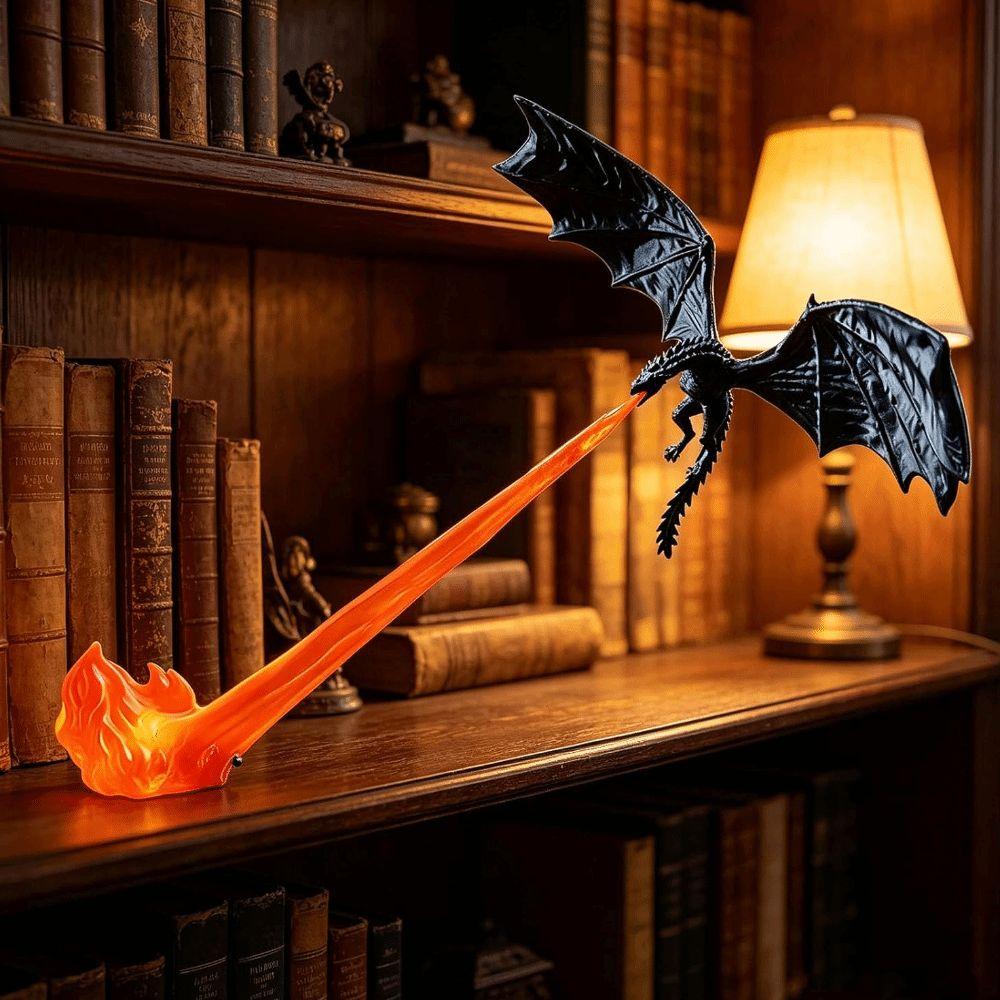 Flame Effect Dragon Bookshelf Decor Lamp LED Light Bookshelf Ornament Bookshelf Decor