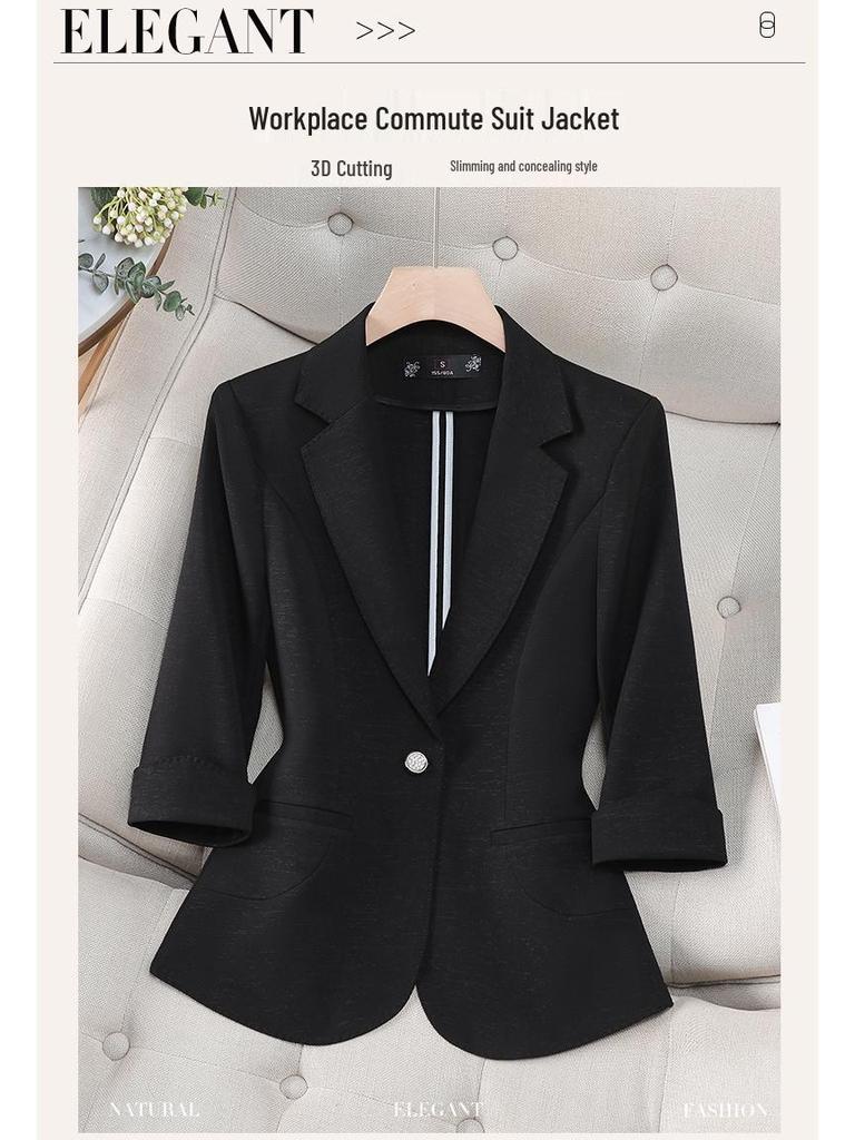 Women's Summer Seven-Sleeve Slim Blazer - Stylish Professional Jacket
