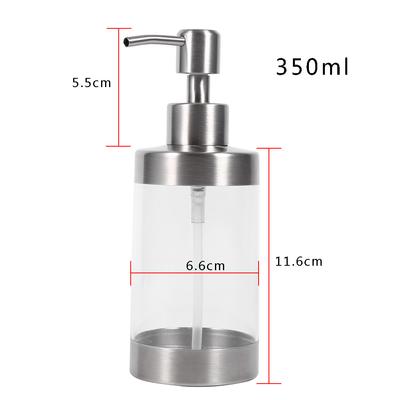350ml Seifenspender, 304 Edelstahl und Acryl Pumpe Lotion Flasche mit für Küche Hotel Arbeitsplatte