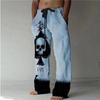 New Men's Casual Pants Hundred Men's Skull Pattern 3D Digital Printed Wide Leg Pants