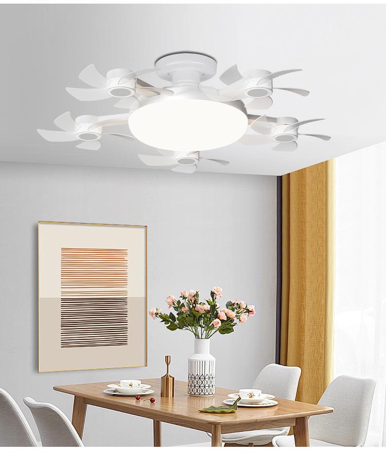 LED Fan Light E27 Base: Silent, Multi-Functional 5-Head Drone Model for Living Room & Bedroom
