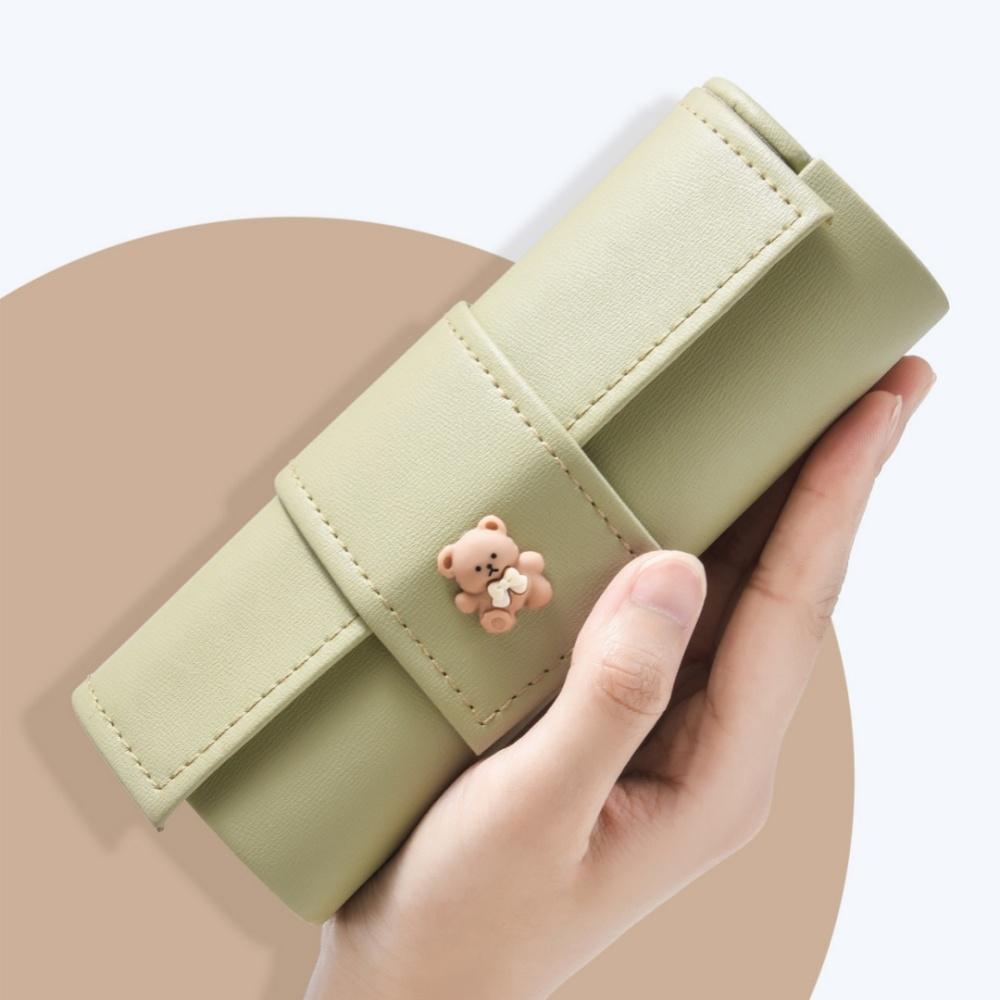 Fashion Glasses Box Anti-Compression Bear Pattern Eyewear Case Pu Leather Glasses Case Large Capacity Anti-Pressure Glasses Case