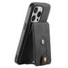DENIOR D14 For iPhone 16 Pro Max Magnetic Case Leather+PC+TPU Phone Cover Card Bag