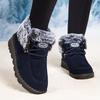 Women'S Winter Ankle Boots - Cozy Fleece-Lined Round Toe Lace-Up Boots with Thick Sole, Black & Gray Plush Design, for Cold Weather
