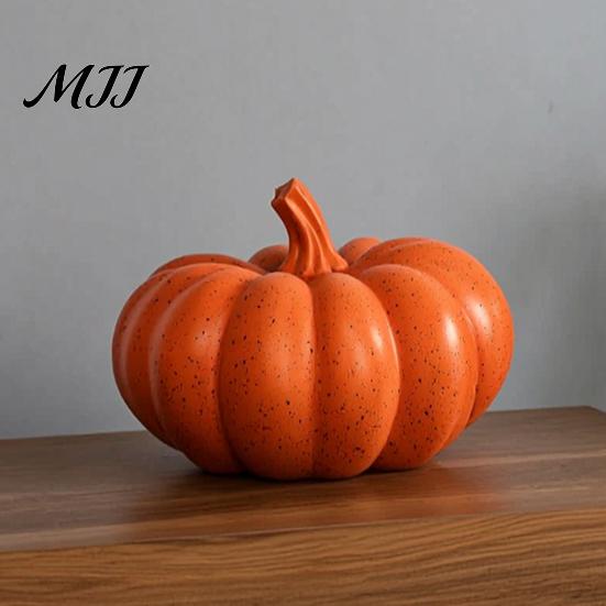 Tabletop Pumpkin Sculpture Halloween Ornaments, Resin Delicate Texture Stable Sculpture, Spotted Retro Textured Accents, for TV Cabinet