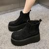 Quality Crystal Platform Ankle Boots Women's High Heels Luxury Shoes Winter Fad Elegant Chelsea Boots New Dress Cozy Mujer Botas