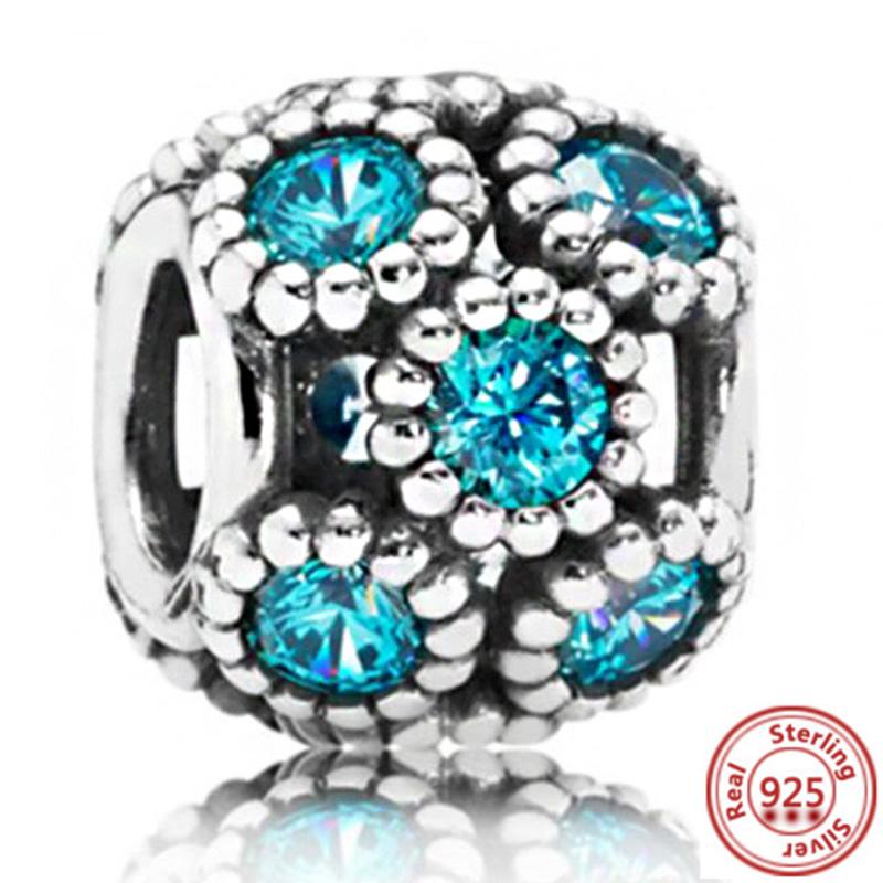 

925 Стерлинговое серебро Искрящийся Паве Круглый Черный Красный Синий Прозрачный Шарм Циркон Бусины Подходят для Оригинального Браслета Pantaro DIY Циркон 3mm-4mm