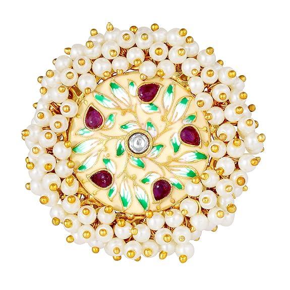 

Медное кольцо с ручной росписью и жемчугом для женщин и девушек (многоцветный), Свободный размер