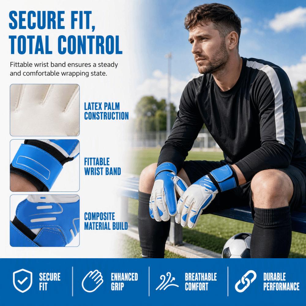 2pcs Adult Size 10 Goalkeeper Gloves Black Color Match Gloves Soccer Match Play