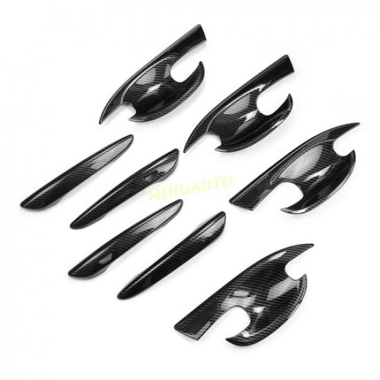 For -2024 Mazda CX-30 DM Carbon Fiber Car Door Handle Cover & Cup Bowl Trims