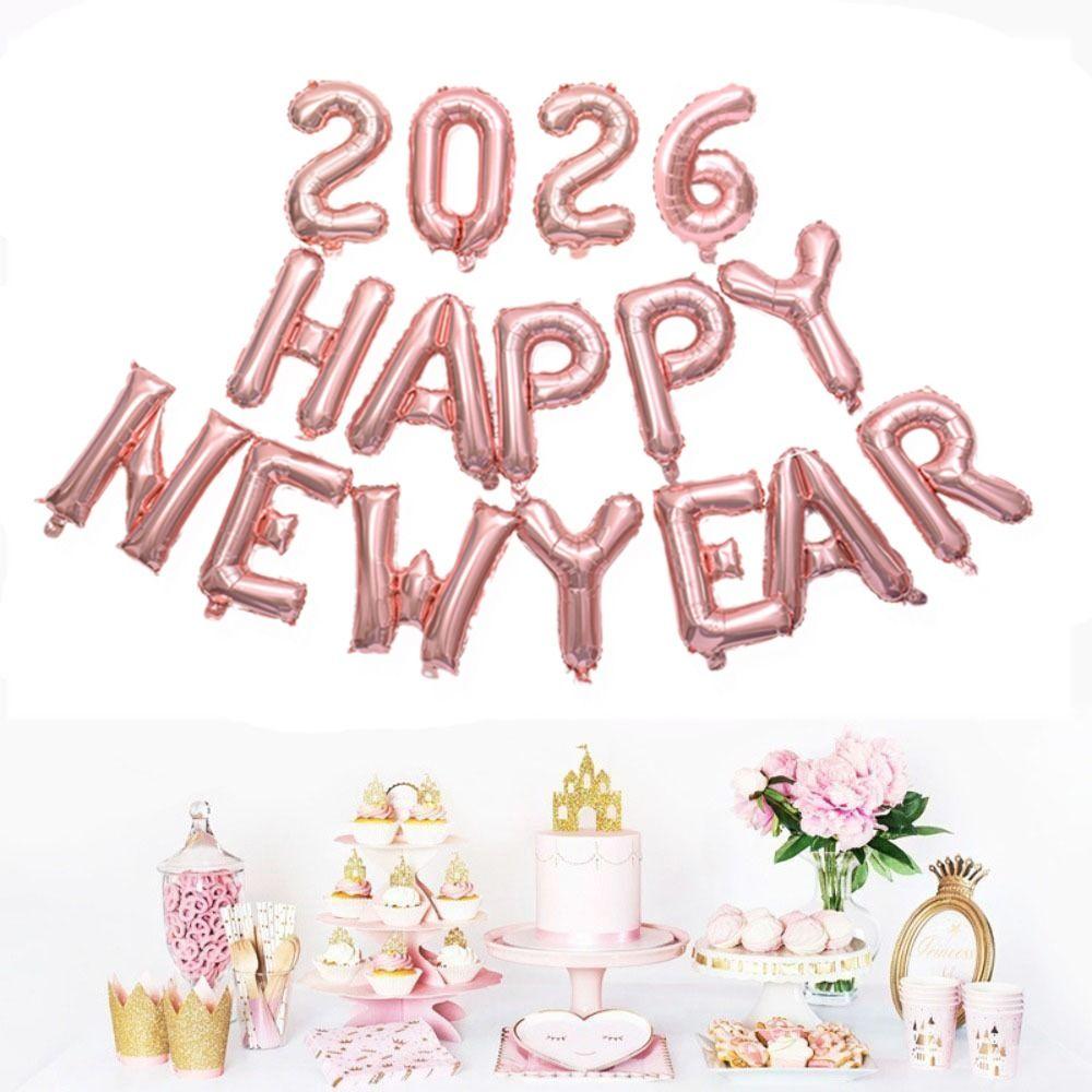 Happy New Year 2026 Alphabet Balloons Holiday Ornaments New Year Decoration Colorful Foil Balloons Party Supplies Inflatable