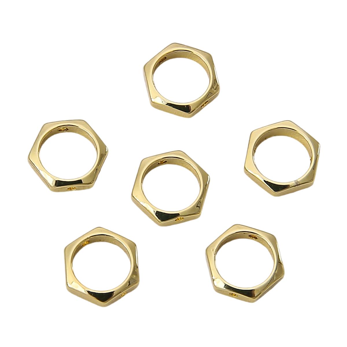 

Медные полые шестиугольные бусины кольцо для DIY ювелирных изделий аксессуары для рукоделия 9x8mm