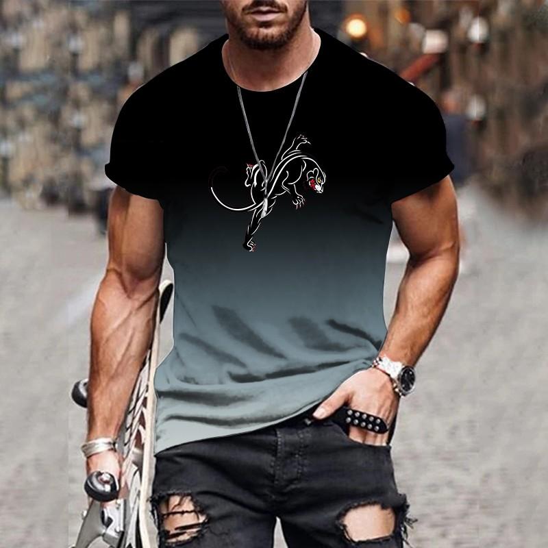 2024 Bästsäljande Ny Retro Rundhals 3D Gradienttryck Herr T-shirt Stor Storlek Trendig Mode Jogging Hemmakläder Topp