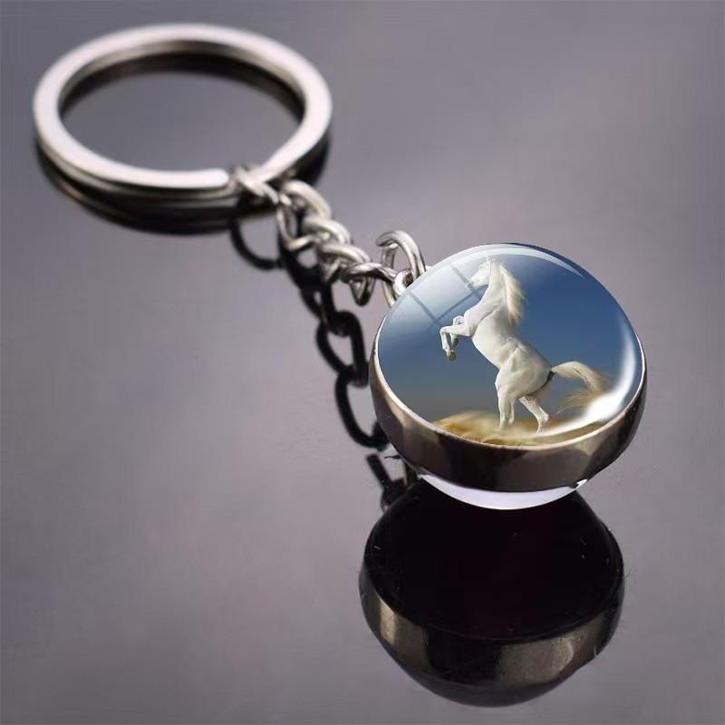 Unicorn Pattern Jewelry With Round Zinc Alloy Glass Charm For Gift And Daily Wear