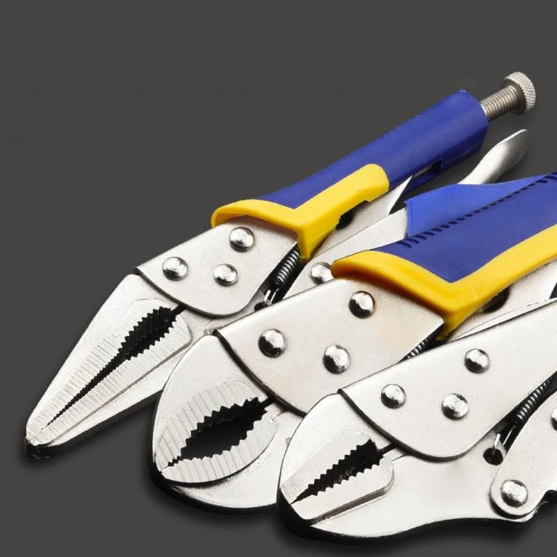 Industrial Grade C-Type Auto-Locking Pliers - Round Straight Pointed Jaw Quick-Sealing Fixing Pliers