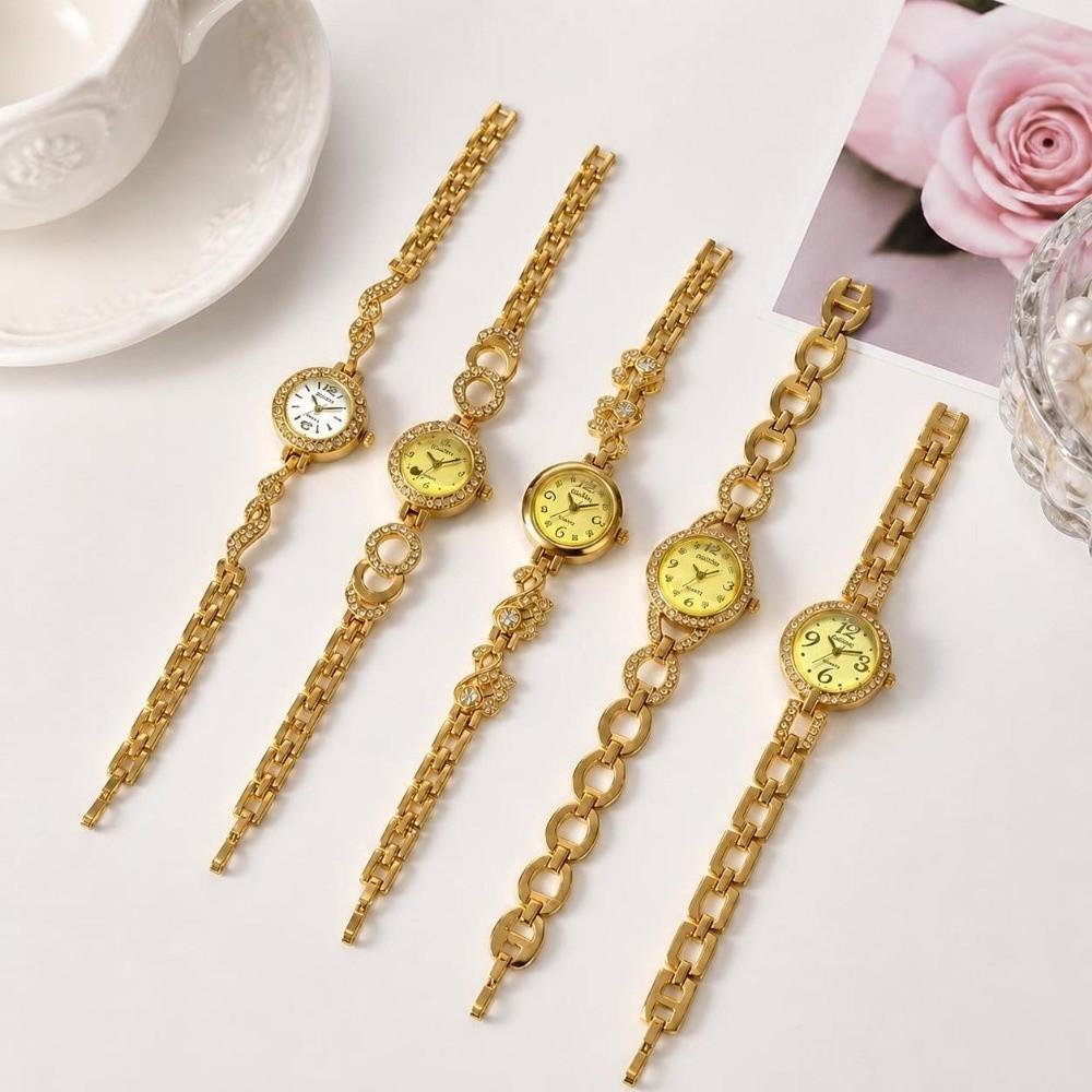 Alloy Diamond Inlaid Watch Round Bracelet Bracelet Watch Luxury Ladies Wristwatch  Daily Use
