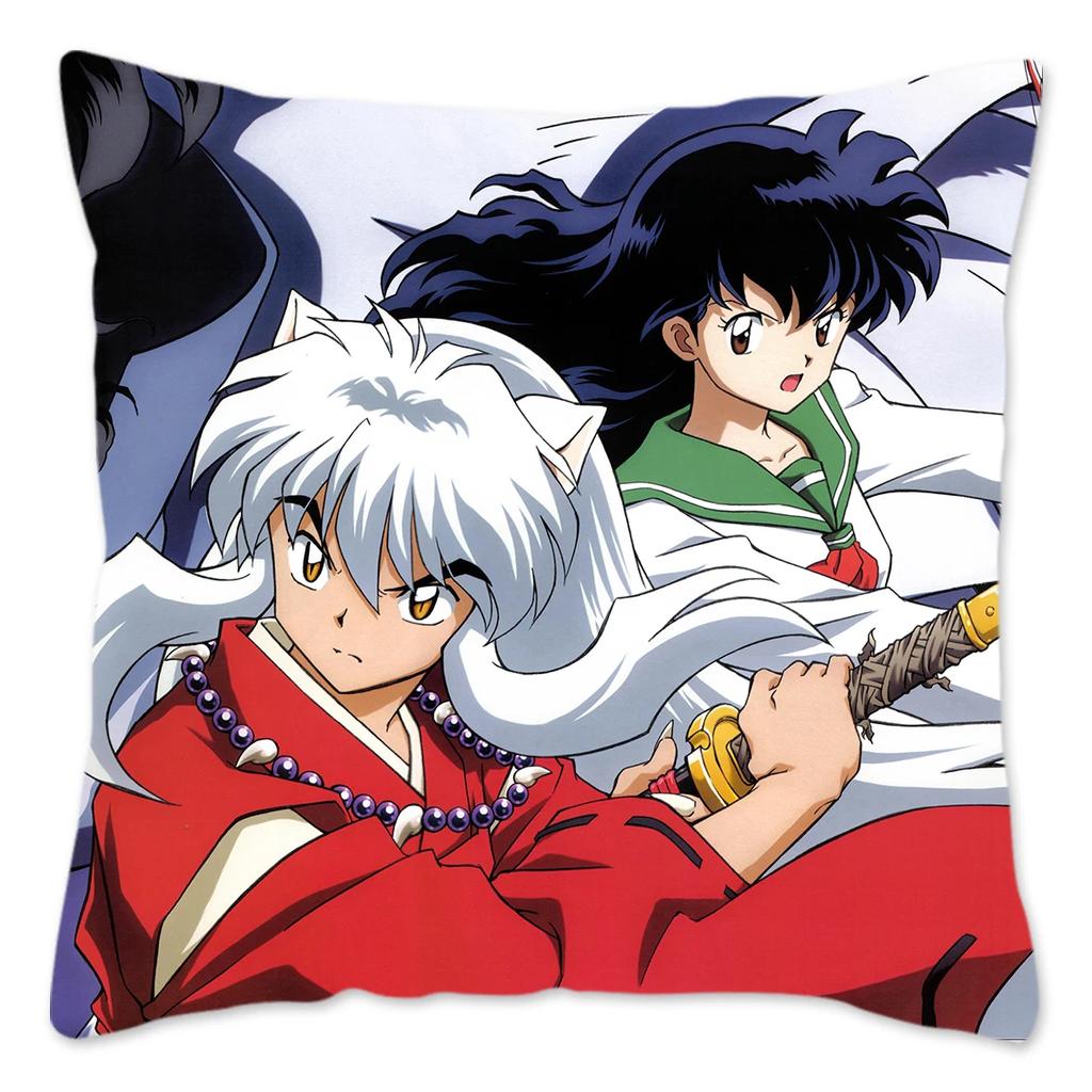 Japanese Anime Inuyasha Pillow Case Home Decoration Polyester Cushion Cover for Sofa Square Pillow Cover Gift for Friends