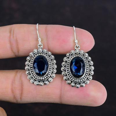 Faceted Tanzanite Quartz Earrings Genuine Gemstone Earring 925 Sterling Silver Earrings Handmade Jewelry Dainty Vintage Earring Gift For Mom