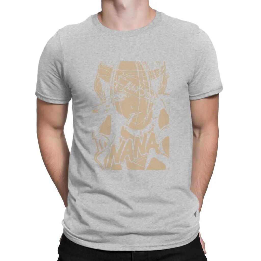 Men's T-Shirt Nana Vintage Manga Funny Pure Cotton Tee Shirt Short Sleeve NANA Osaki Manga T Shirts Round Neck Clothes Adult