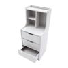 White Tall Nightstand 3-Drawer Bedside Table with Storage Shelf 85cm Height Cabinet