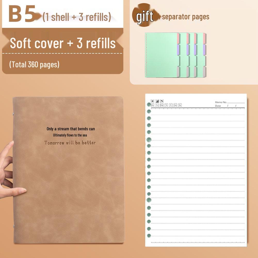 

Large Capacity Soft Cover Loose-Leaf Notebook, Detachable and Extra Thick, Ideal for Junior High Students