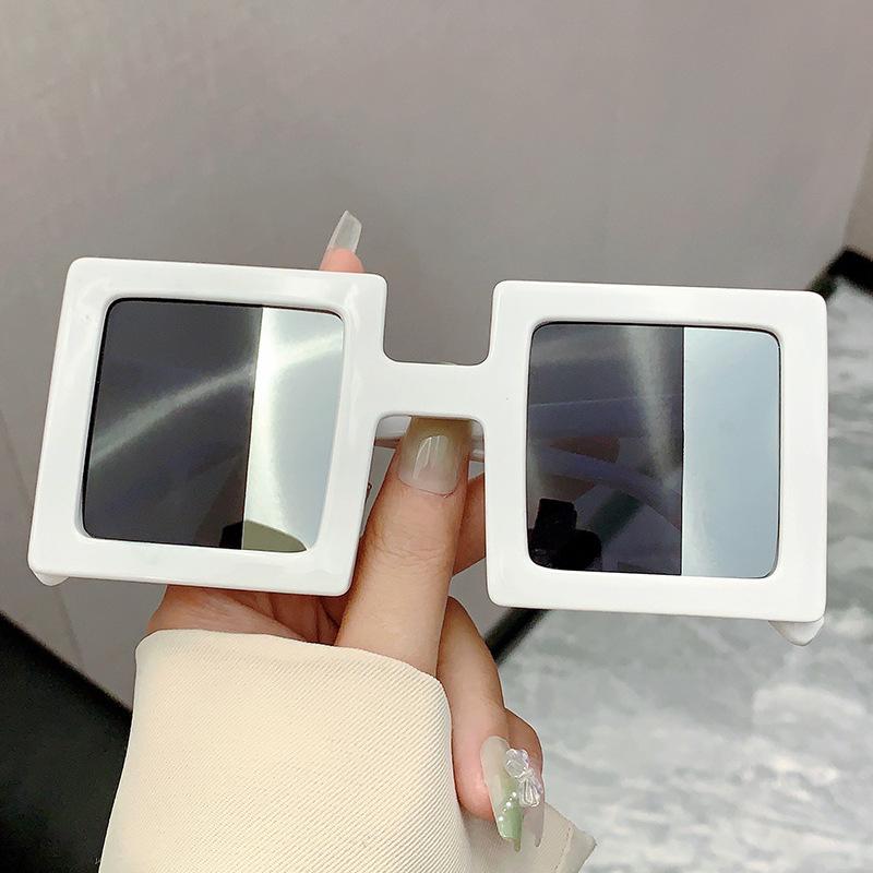 

Модные винтажные роскошные брендовые дизайнерские квадратные солнцезащитные очки для женщин и мужчин, солнцезащитные очки в стиле панк, популярные уличные очки с большой оправой белый