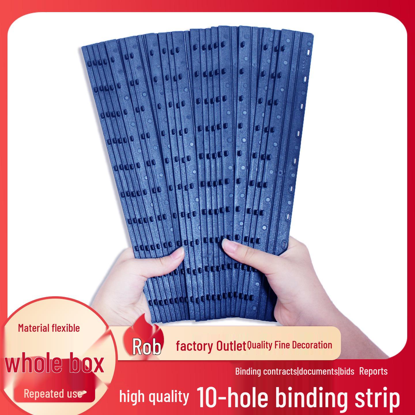 5mm Blue A4 Binding Strip, 100-Sheet Capacity, 10-Hole Edge. 5mm [Holds approx. 45 sheets]