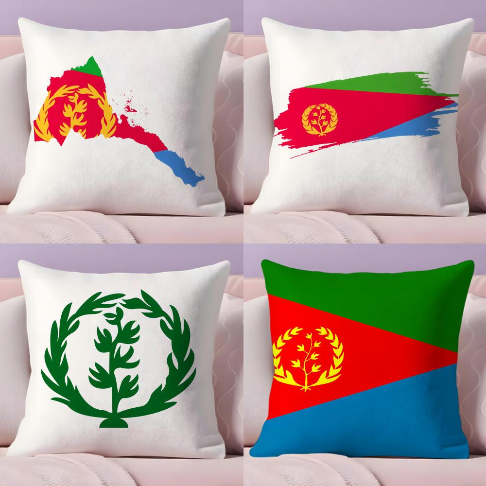Historical Flag Of Eritrea Cushion Cover Plush Fabric Soft Double-Sided Printed Invisible Zipper Sofa Pillow Case Home Decor