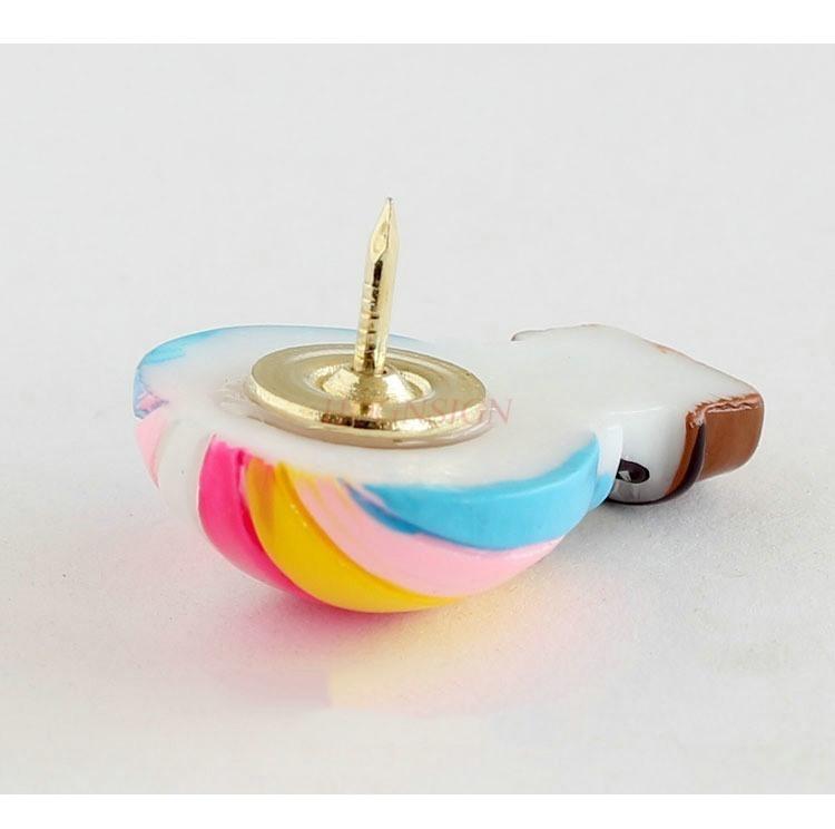 2pcs Cartoon Cute Creative Rainbow Hot Air Balloon Push Pin Soft Wooden Board Photo Wall Button