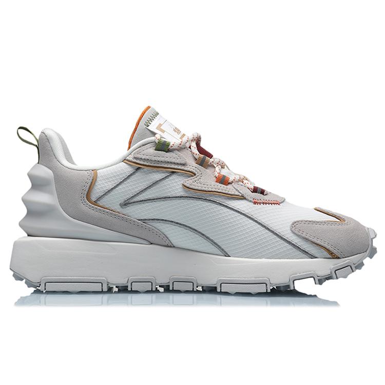New LiNing Candle Dragon Cushioning Wear Resistant Low Top Running Shoes Men's White Gray AGCQ623-5