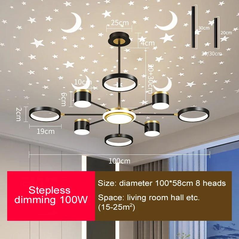 Nordic Creative Living Room Chandeliers Romantic Starry Sky 2025 New Modern White Home Bedroom Stepless Dimming Lighting Fixture