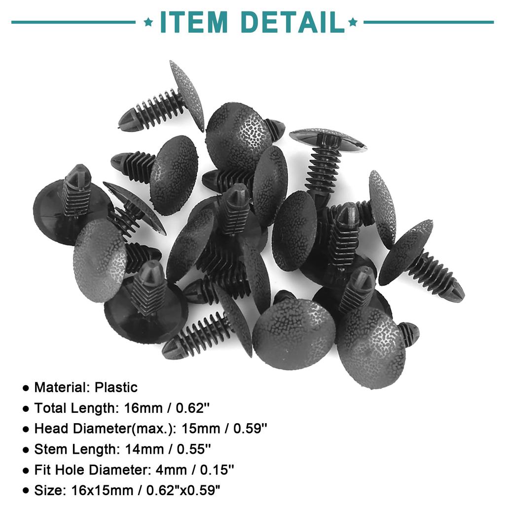 ACROPIX Bolt Rivet Fastener Mudguard Bumper Retainer Clip 4mm Hole Diameter Fits Nissan Black 20pcs