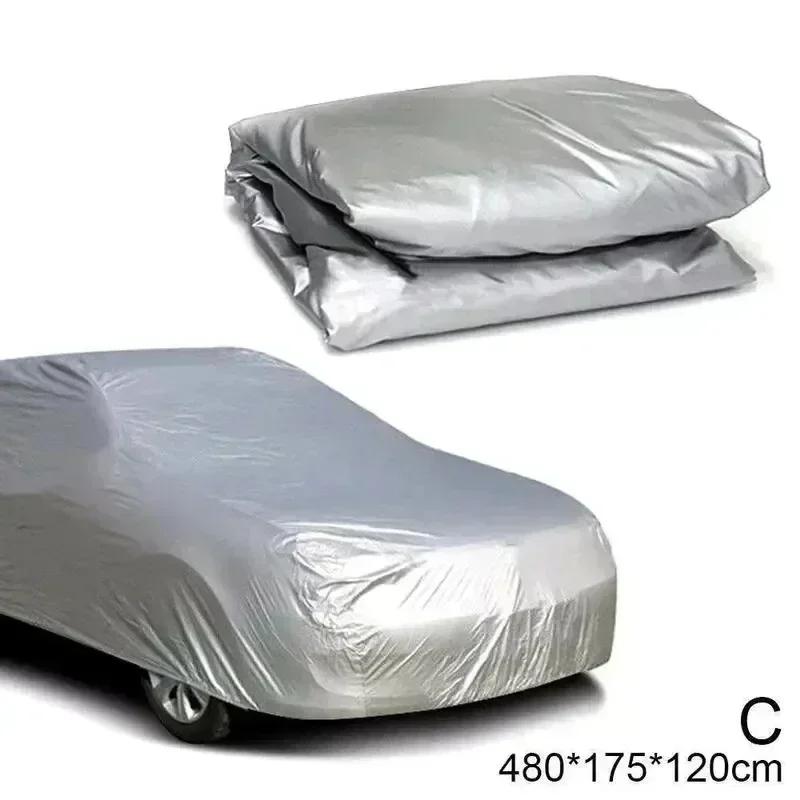Universal SUV/Sedan Full Car Covers Outdoor Waterproof Sun Rain Snow Dust Resistant Protection UV Car silver Car Case Cover S-XL
