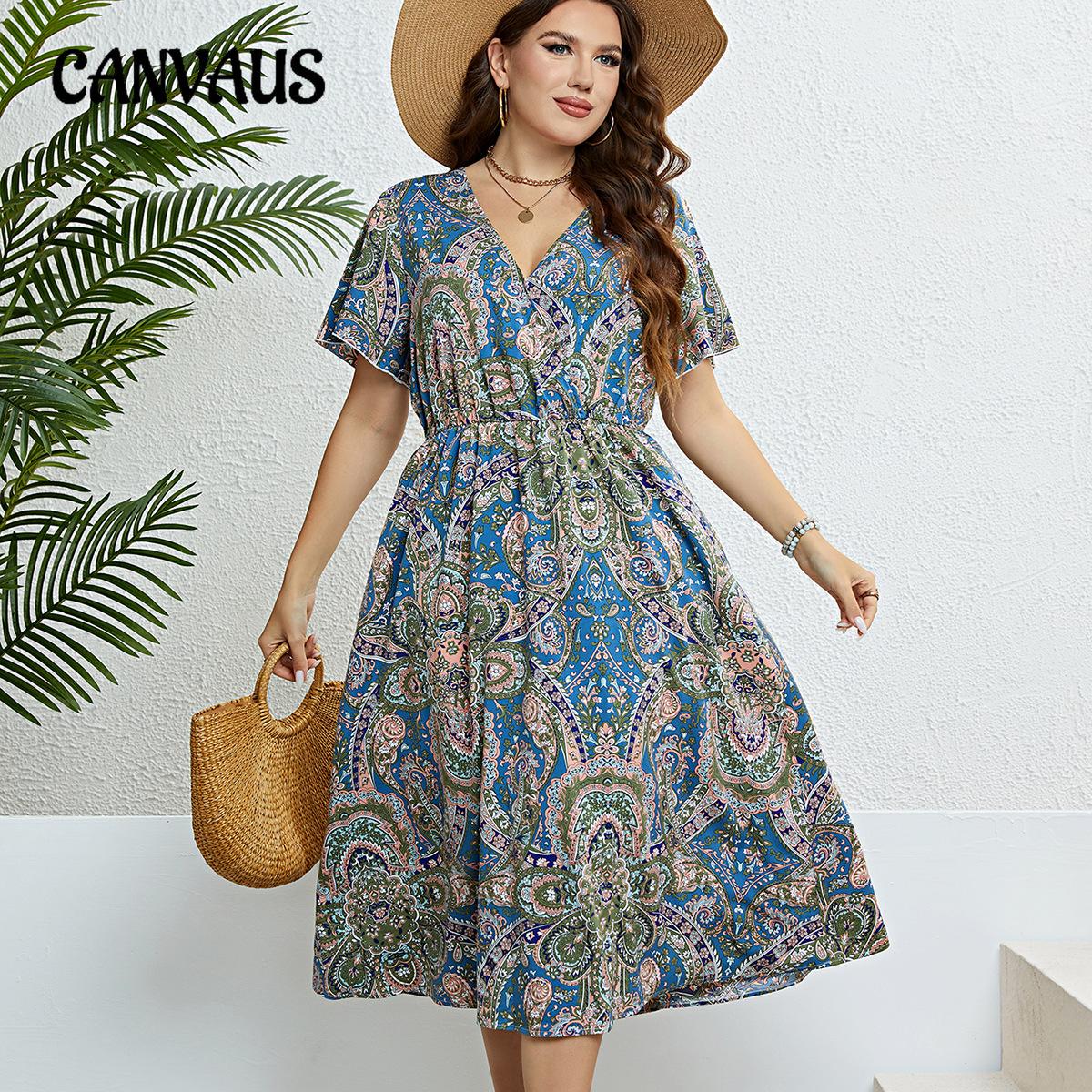 

Летнее женское платье больших размеров с v-образным вырезом на талии, модные тонкие платья