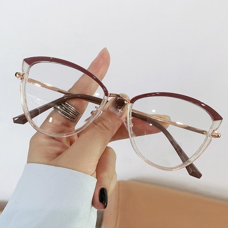 Cat Eye flat mirror TR90 anti blue light glasses frame fashionable color matching can be matched with myopia glasses frame
