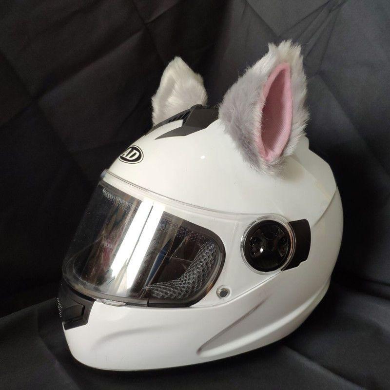 Lot de 2 Accessoires Oreilles de Chat en Fausse Fourrure pour Casque, Oreilles de Chat en Peluche Amovibles, S'adapte aux Casques de Moto/Vélo Électrique/Ski, Décor Mignon as the picture