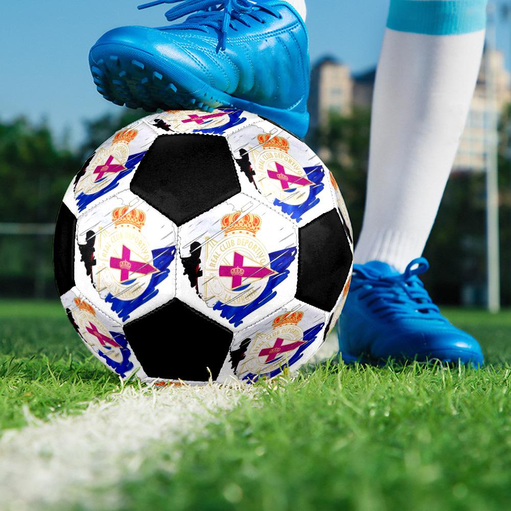 Deportivo de La Coruña Indoor Soccer Ball Colorful Machine Stitched PVC Size 5 Team Training Competition Ready Durable High-Bounce Cool Sports Gift