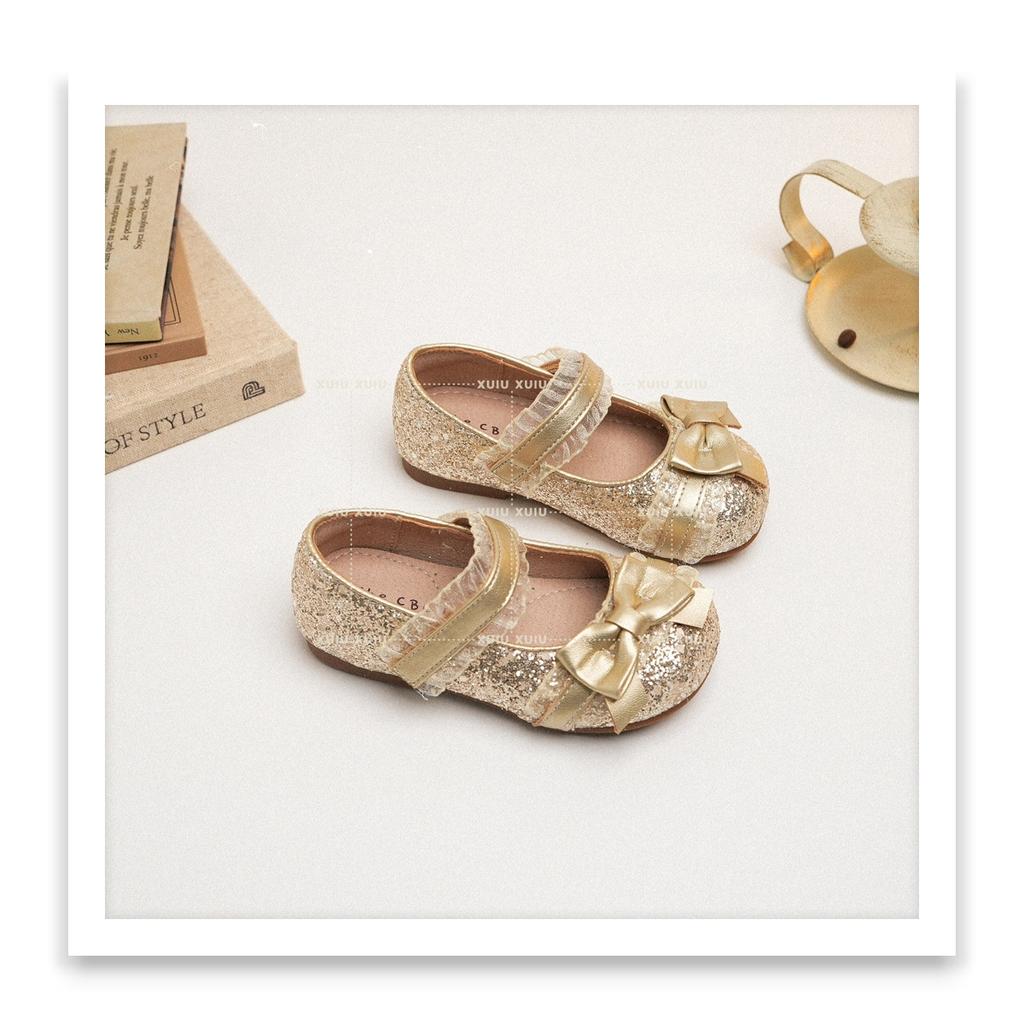 XSHX "Glitzer" Retro Fest runde Kopfschuhe Mädchen kleine Damenschuhe Lederschuhe Frühling und Herbst [Wenzhou Schuhe]