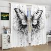 2Pcs- Sketched Butterfly - Printed Curtain -100% Polyester, Suitable for Bedroom Curtains and Living Room Decoration.