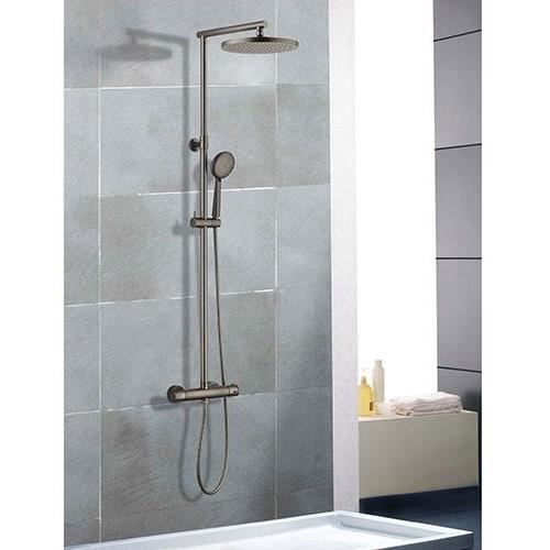 Colonne de douche thermostatique - EDOUARD ROUSSEAU - Grafito - Tête de douche orientable Ø 250 mm - Gris