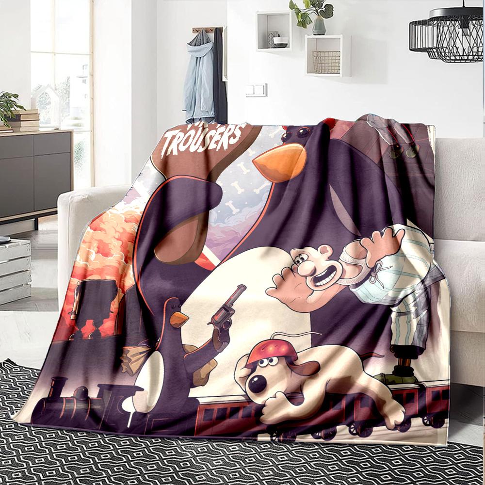 Wallace & Gromit Flannel Blanket, High quality Comfortable for All Seasons, Home Decor, Warmth and Comfort