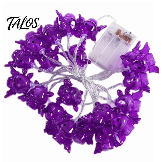 Indoor Outdoor Haunted House Decorations 10/20FT Halloween String Light, Battery Powered Purple LED Large Spider/Bat Garland, Spooky Spider