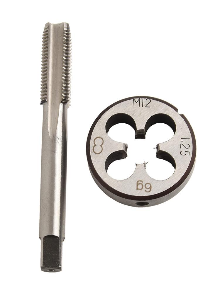 Метчик и плашка HSS 12ммx1.25 Метрическая правая резьба Набор Инструментальная легированная сталь Правая резьба ЧПУ Металлообработка Ручные метчики Ручной инструмент China Mainland