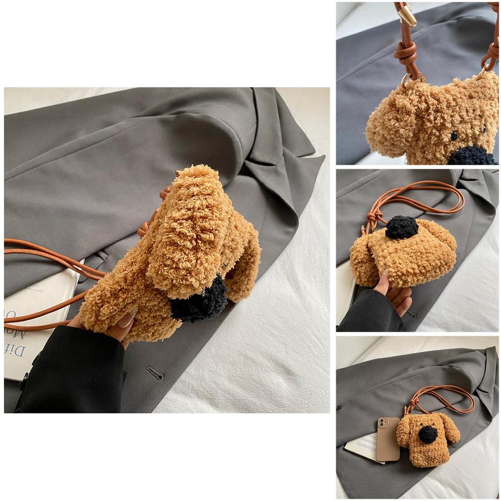 Preschool Kids Plush Dogshoulder Bag Crafted From Soft Polyester For Daily Use