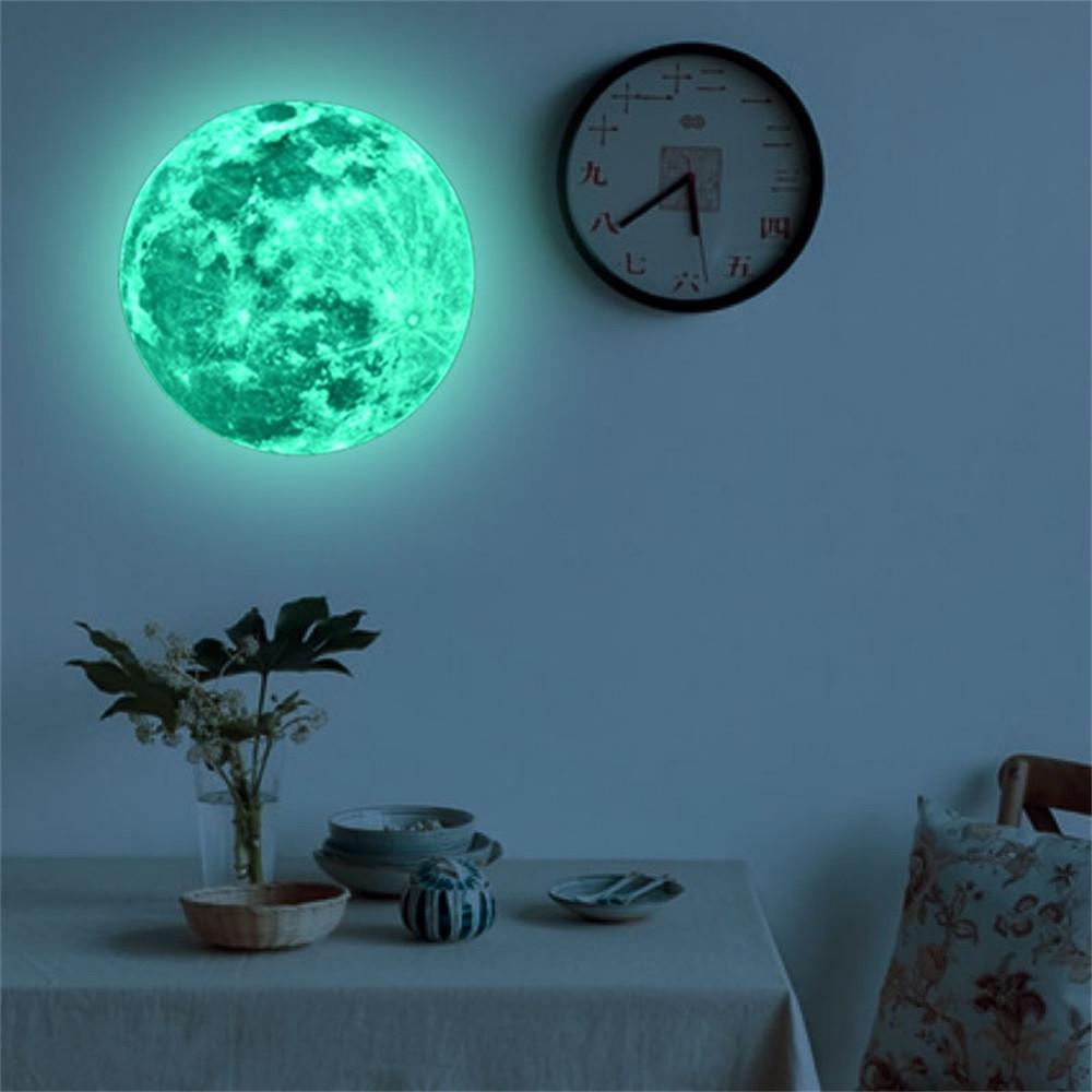 3D Creative Beautiful Luminous Fluorescent Moon Removable Wall Paste Glow In The Dark