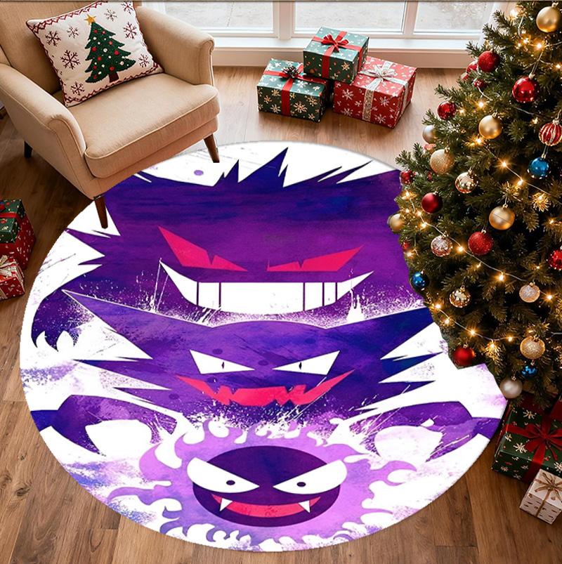 Gengar Pattern Round Rug, Indoor/Outdoor Mat, for Picnic, Gameroom, Bedroom, Office, Living Room, Home Decor Carpet, Birthday Gift