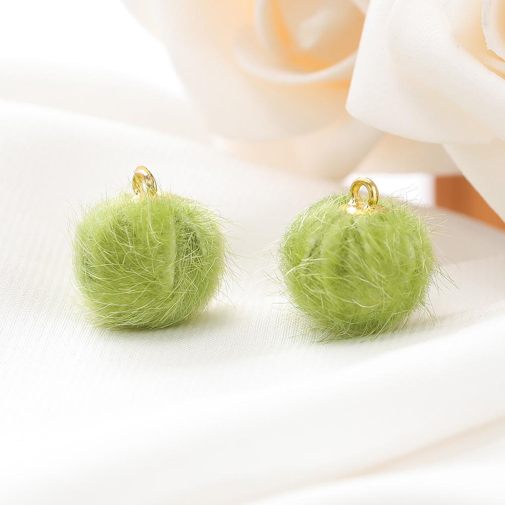 10pcs Plush Fur Covered Ball Beads Charms Pompom Beads Pendant for DIY Necklace Earring Bracelet Pendant Jewelry Making Supplies