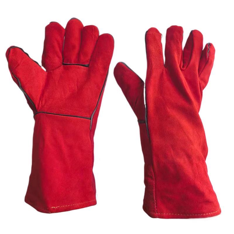 Cowhide Double-Layer Welding Gloves - Heat-Resistant, Wear-Resistant, and Full Leather for Welders Protection